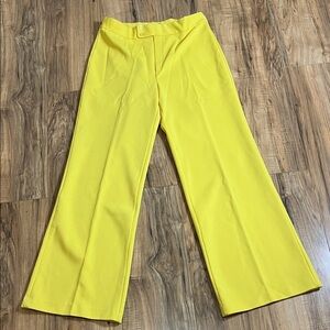 Vintage 60s Jack Winter Double Knit 100%Polyester Stretchy Yellow Trousers Sz 14